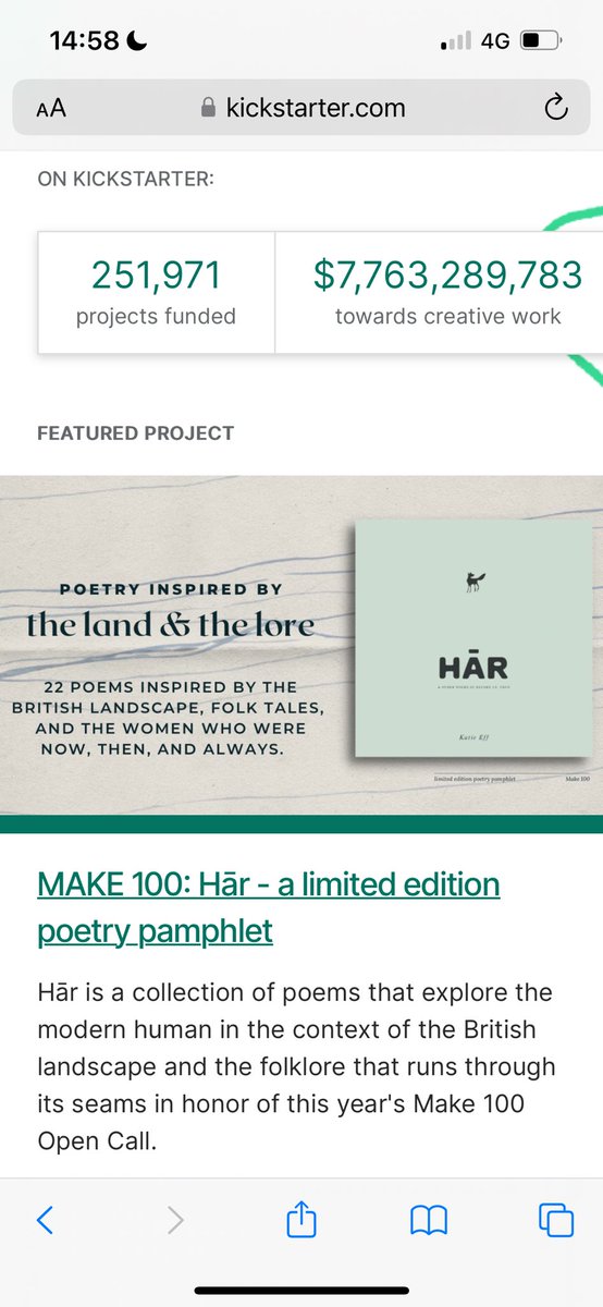 Absolutely filled up on gratitude today. Not only did I wake up to discover that Hār reached my funding goal but have just realised that <a href="/kickstarter/">Kickstarter</a> have featured it. I am so excited. In the complete spirit of Hār #kickstartermake100 is THE good omen for the start of my year.