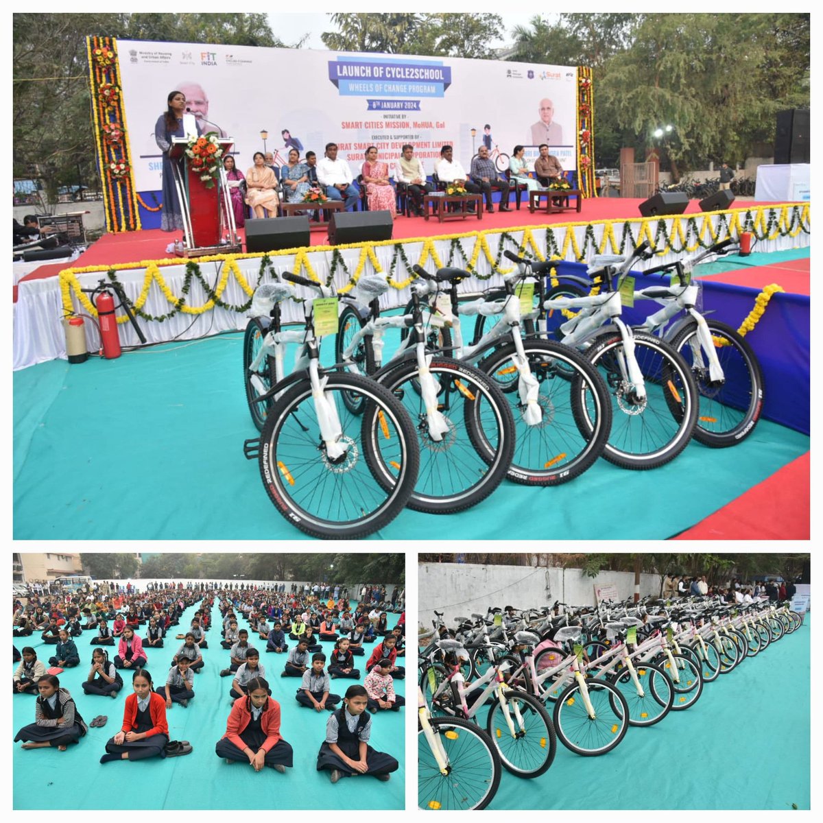 MySuratMySMC's tweet photo. Surat Smart City has launched Cycle2School project with support of @mySurat and @CP_SuratCity, an initiative by Smart Cities Mission to create cycling-friendly infrastructure and promote non-motorised transport.
#SmartCitiesMission
#IndiaCycle4Change
#Street4People
#Cycle2School https://t.co/qxPjBvQHEB