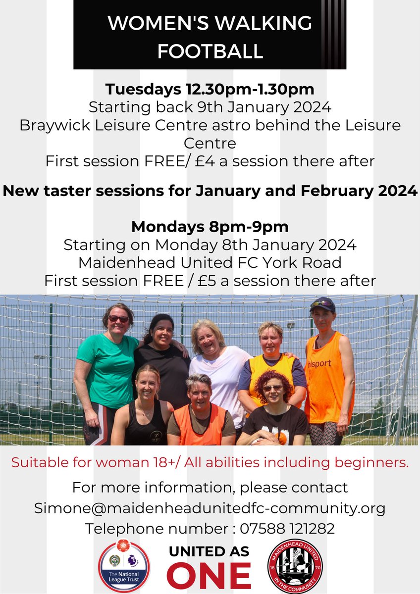 Women’s Walking Football⚽️⚽️ 2 weekly sessions! Check it out.