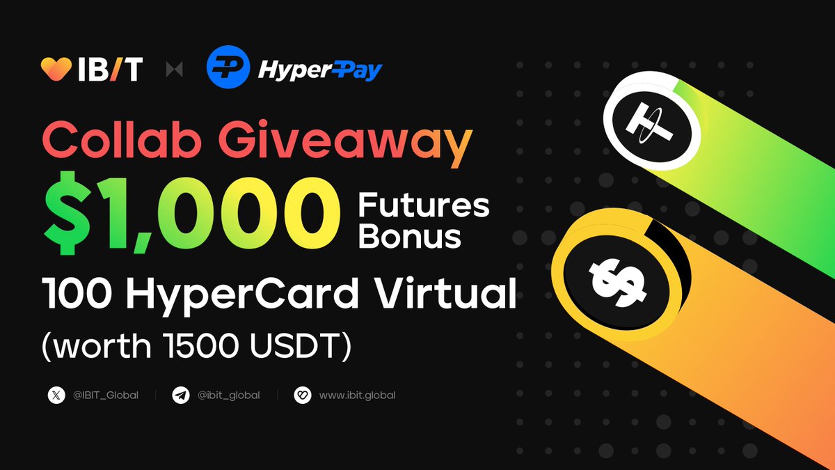 IBIT_Global's tweet photo. 🎉 50 winners x 2 HyperCard Virtual (worth 1500 USDT)
🤑 50 winners x $20 IBIT Futures Bonus

To Enter:
1️⃣ Follow @IBIT_Global & @Hyperpay_tech
2️⃣ Like + RT + tag 3 friends
3️⃣ Join Telegram group https://t.co/88jnrQSAOi
4⃣ Comments HyperPay Account & IBIT UID
register link: 
https://t.co/D6FWyKE7IL
https://t.co/d7ij9tMuiO

⏰ 72 Hours