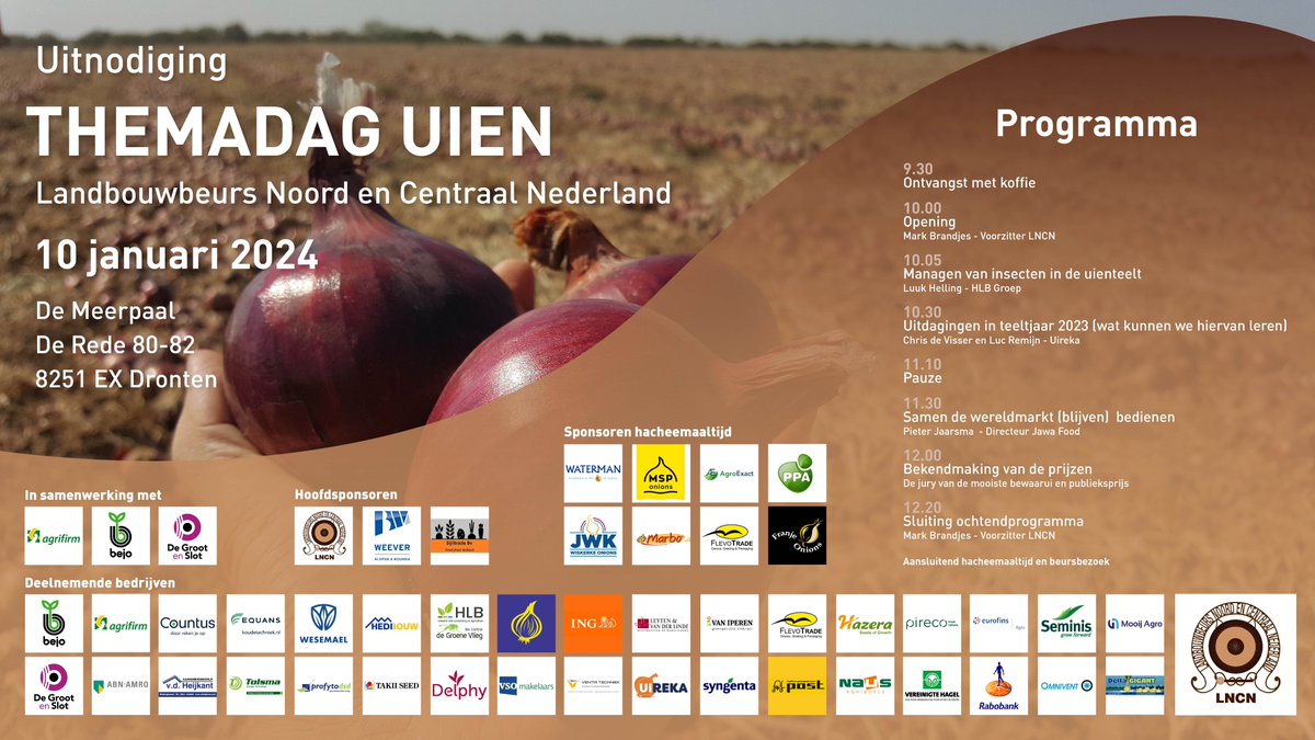 DeGrootenSlot's tweet photo. Zien we u ook aanstaande woensdag bij de Themadag Uien in Dronten? De LNCN organiseert de Themadag in samenwerking met De Groot en Slot, Bejo en Agrifirm   #themadag #uien #degrootenslot https://t.co/NQlLtE7oQ4