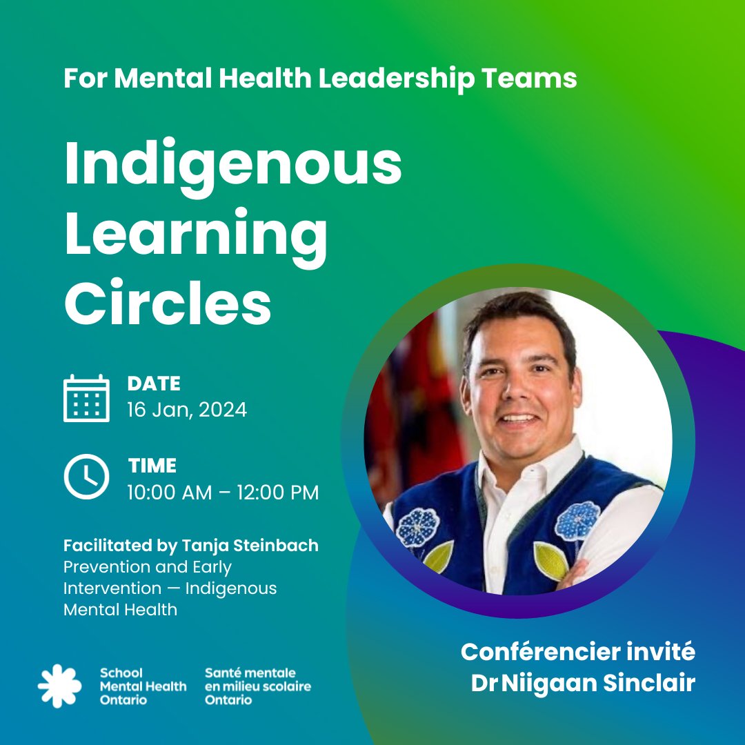 Did you know SMH-ON hosts Indigenous Network Circles for Mental Health Leadership Teams? This space has been designed to advance knowledge of Indigenous student mental health and wellness.
Dr. Niigaan Sinclair will be the first guest speaker!
MHLs, join the conversation!