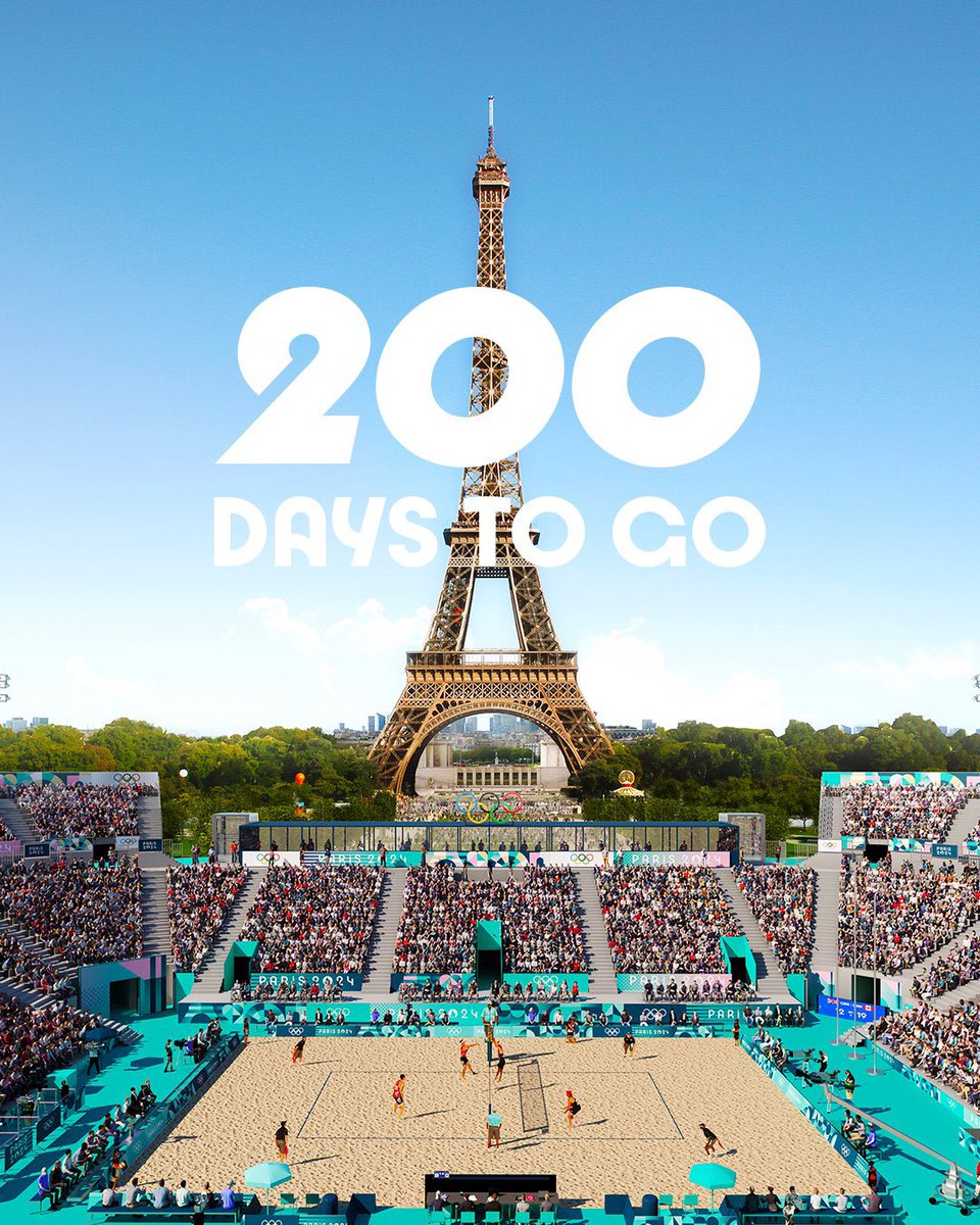 Dernière ligne droite avant les JOP de @Paris2024 ! Dans 200 jours on se retrouve ensemble pour vivre cette immense fête populaire dans tout @Paris autour de l'olympisme et du paralympisme ! Prêts à partager des émotions et un moment exceptionnel ? 🔥