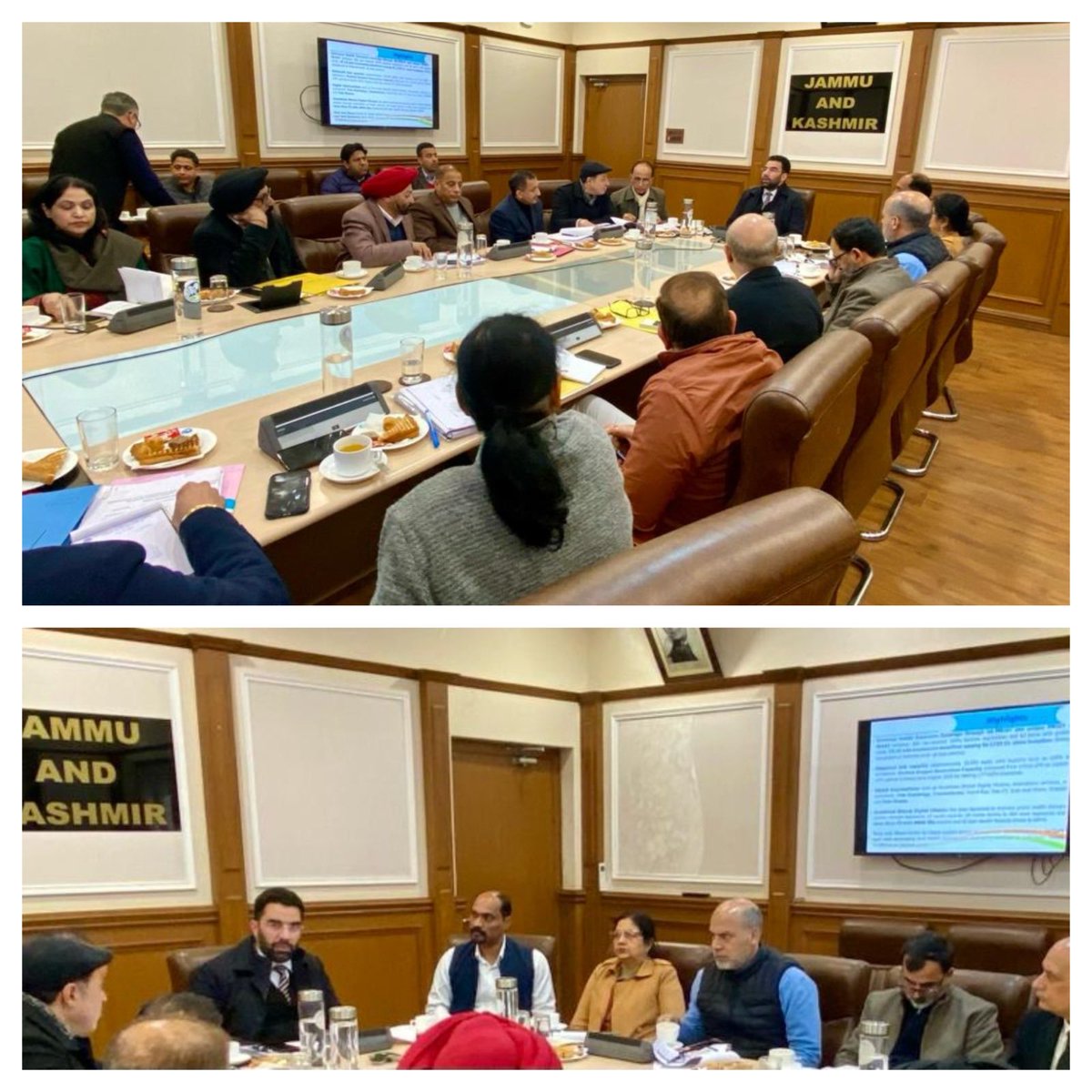 Secretary H&ME Dr. Syed Abid Rashid Shah reviews the functioning of the H&ME Department in a review cum introductory meeting at Civil Secretariat Jammu today on 8th January 2024.