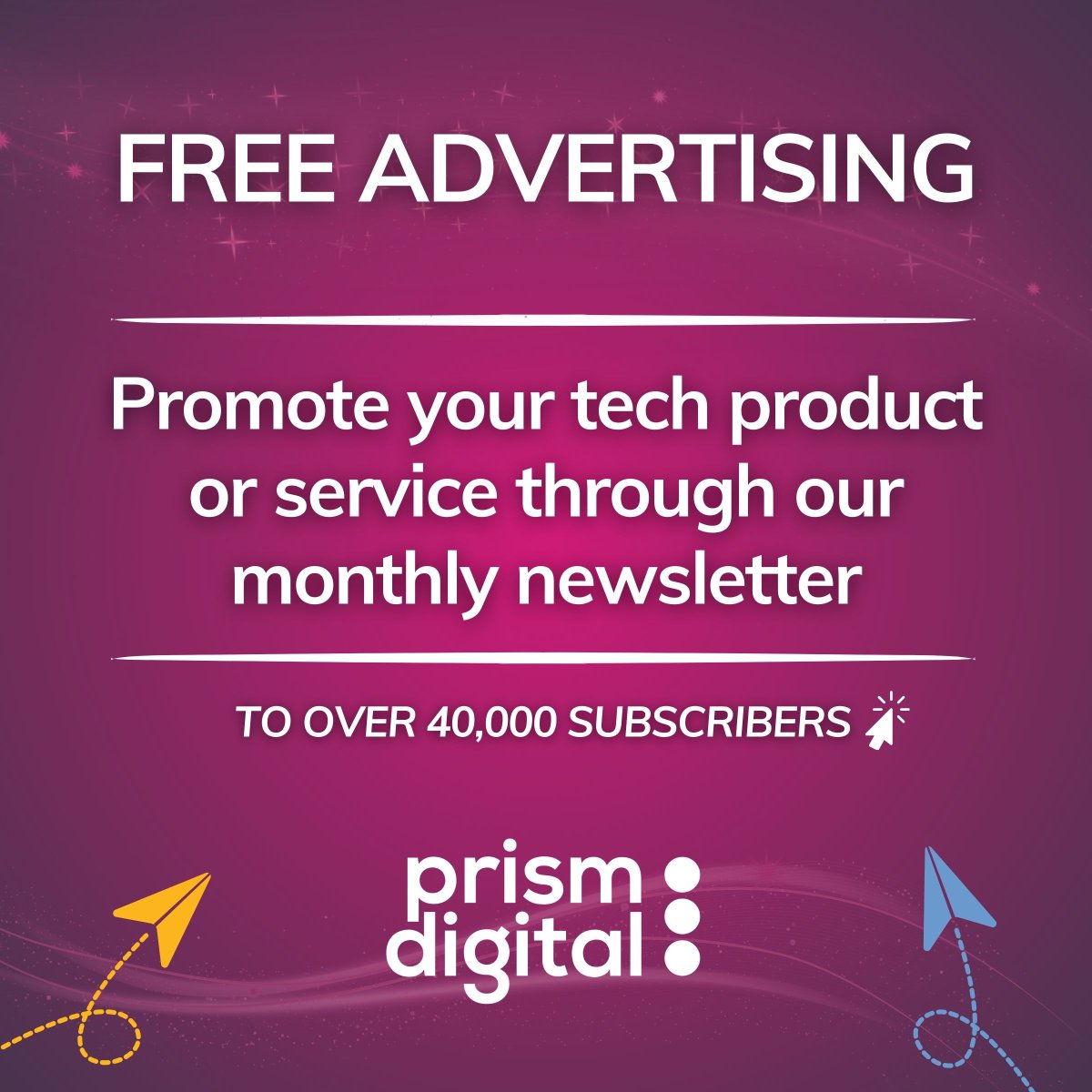 Do you have a cool tech-related product, service, event or offer that you would like to promote?

Every month at Prism, we send our newsletter to over 40k subscribers within the tech industry and we regularly feature vendor offers. 

Contact us if you would like to be featured!