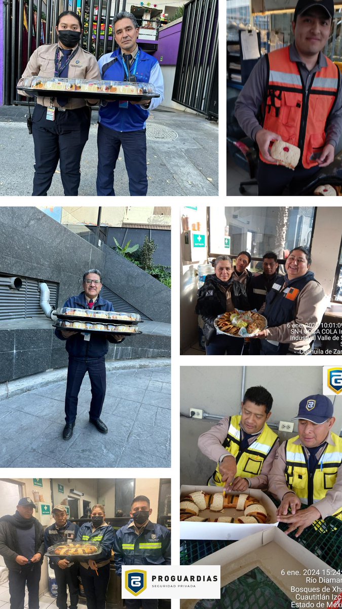 Proguardias_inc's tweet photo. El pasado 6 de enero, nuestro equipo se unió para celebrar, y disfrutar de un delicioso pedazo de la tradicional rosca de reyes 👑 https://t.co/m1VD9Mp4Mk