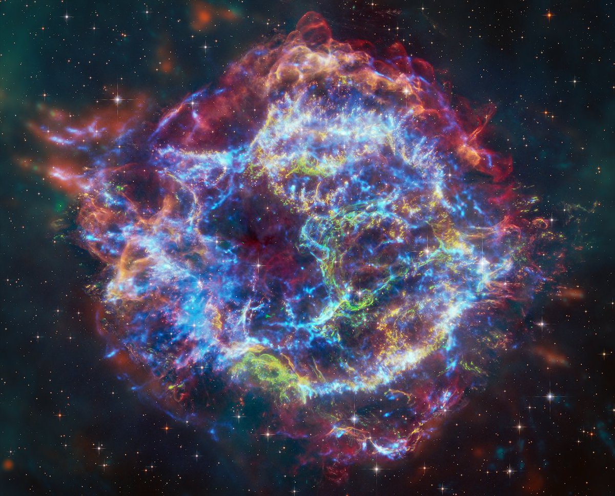 For the first time scientists have combined the powers of <a href="/NASA/">NASA</a>'s Chandra &amp; Webb Space Telescopes to study the famous supernova remnant Cassiopeia A, helping to solve the mystery behind the remnant's "Green Monster": s.si.edu/casa24 #AAS243