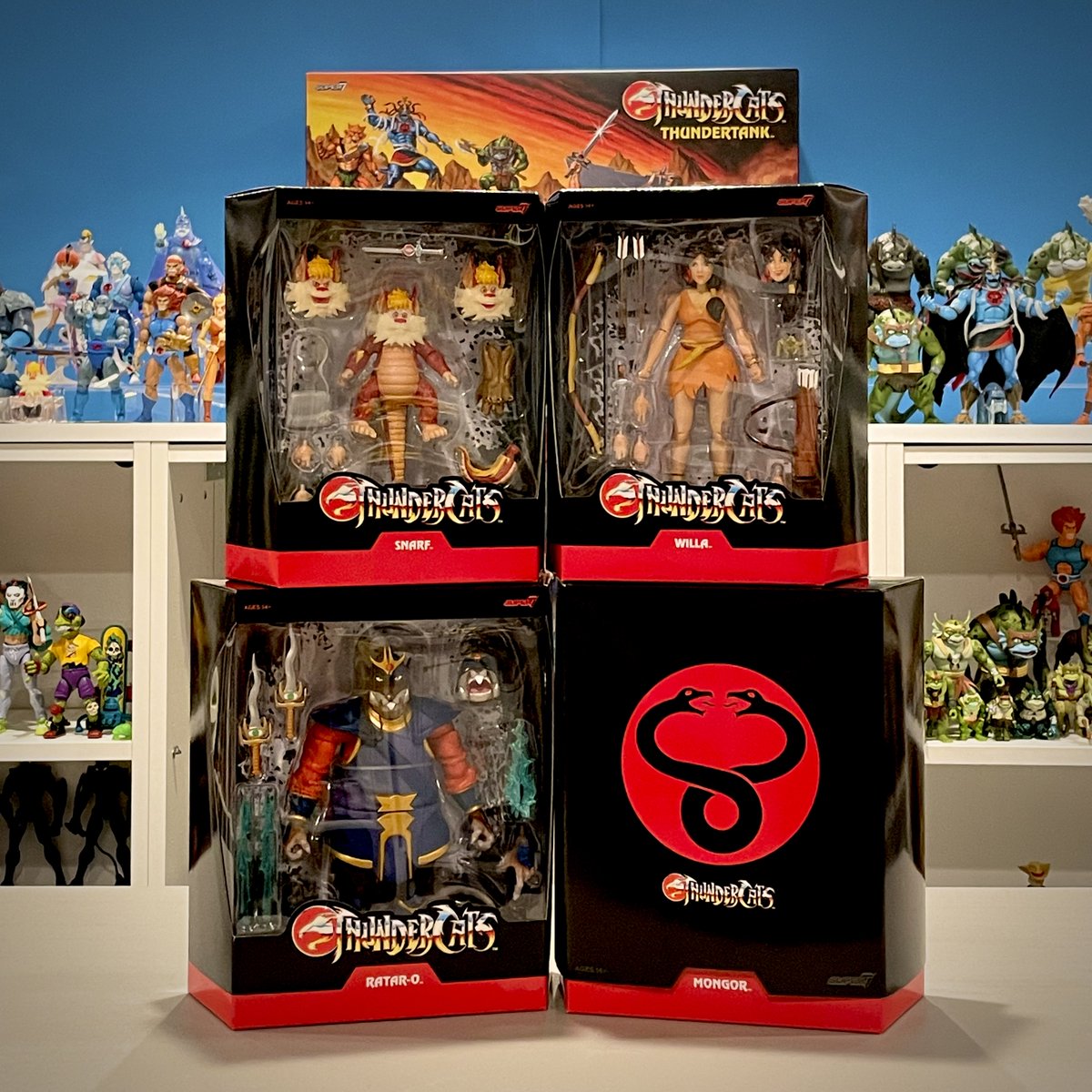 VeebsToys's tweet photo. Getting new #ThunderCats ULTIMATES! from @super7store is always a highlight for me. This is a GREAT series, and I will be doing an unboxing of #Mongor with Kyle from S7 later this month. Ready for series 8 &amp; 9, and a new series pre-order coming later this month!

#super7 #snarf https://t.co/B6ZMrRz1eg