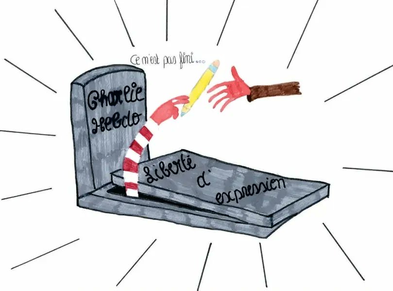 ella_micheletti's tweet photo. Après les attentats contre @Charlie_Hebdo_ en 2015, environ 10 000 dessins d'enfants sont parvenus au journal en soutien. 150 ont été compilés dans un recueil intitulé #JeDessine, sorti aux éditions de l'échappée le 7 janvier 2016. En voici quelques uns. ❤️ ✏️ https://t.co/Mt0Ug1ACY8