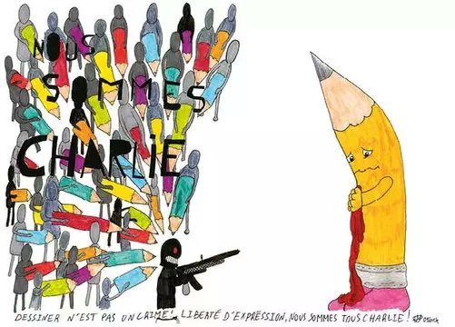 ella_micheletti's tweet photo. Après les attentats contre @Charlie_Hebdo_ en 2015, environ 10 000 dessins d'enfants sont parvenus au journal en soutien. 150 ont été compilés dans un recueil intitulé #JeDessine, sorti aux éditions de l'échappée le 7 janvier 2016. En voici quelques uns. ❤️ ✏️ https://t.co/Mt0Ug1ACY8