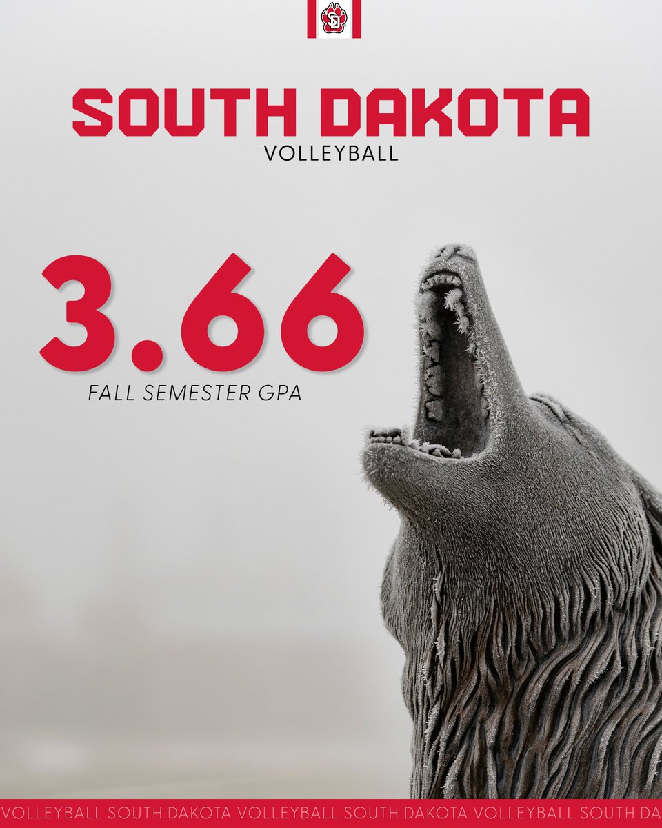 SDCoyotesVB's tweet photo. Another great semester on and off the court! 📚

#WeAreSouthDakota x #GoYotes 🐾 https://t.co/l4a9eBZAy8