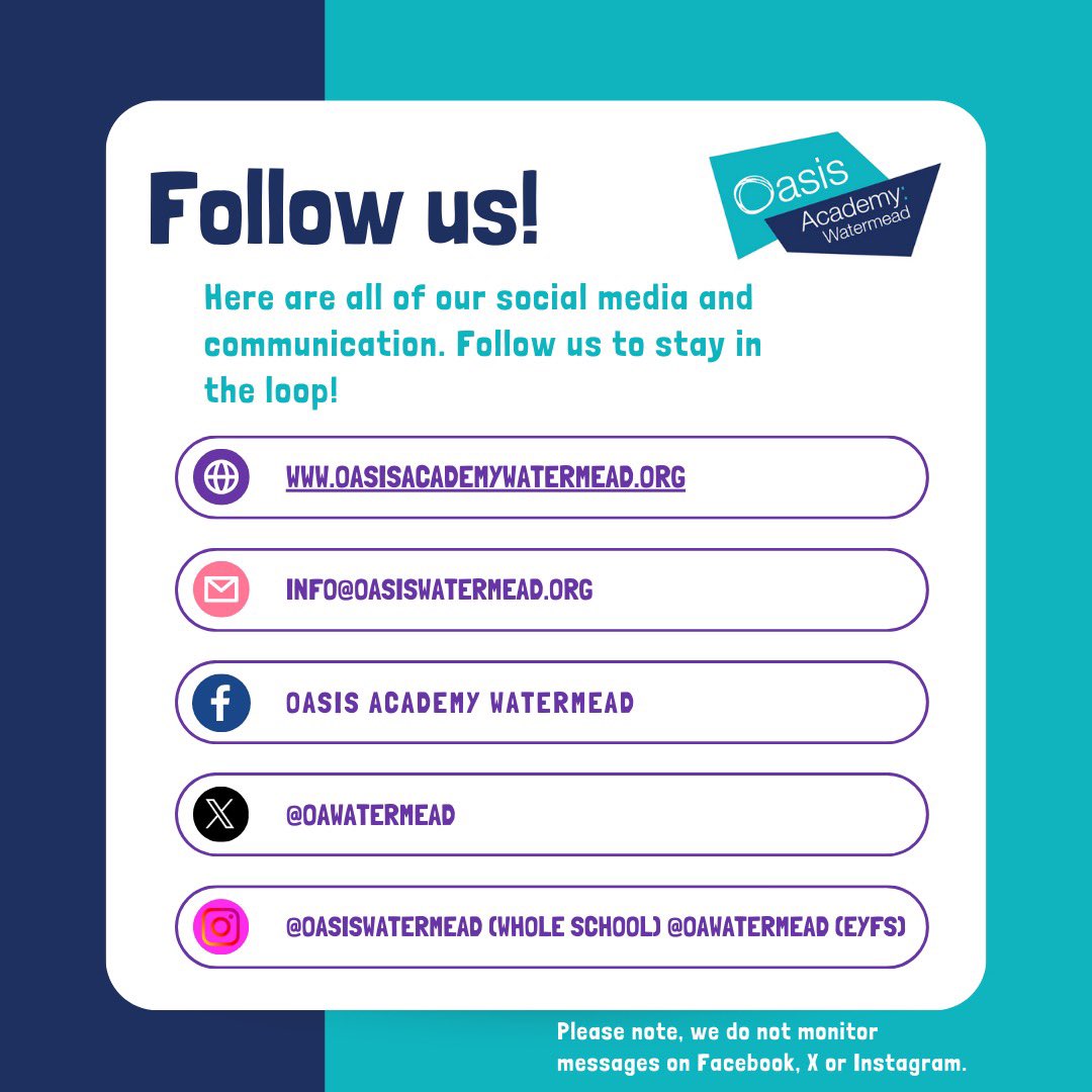 Are you following us on all social channels? We love to share the exciting things that go on in the academy 🥇 We’re very excited to see all of the children and their families tomorrow morning! Please remember to have your iPad fully charged! #wearewatermead #WatermeadWay