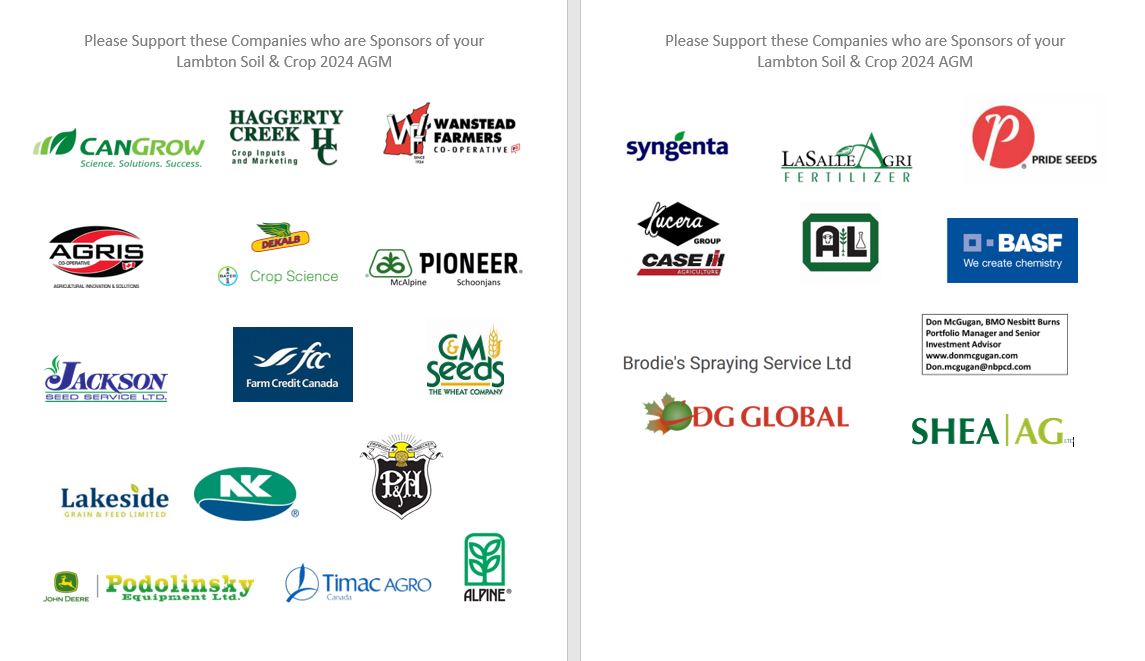 shawnbrenneman's tweet photo. Reminder of Lambton Soil &amp; Crop AGM this Friday, January 12th at the Alvinston Community Centre  around "Farm Preparedness". Thank you to our many sponsors who help make this day possible.  @OntarioSoilCrop #lambton https://t.co/oYqGCx8NnJ