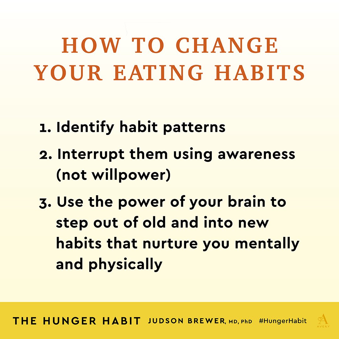 If it were only as simple as EAT THIS AND NOT THAT. But just the act of identifying your eating habit loops is incredibly powerful as a first step in stepping out of them: overeating, stress eating, automatic snacking etc. #HungerHabit