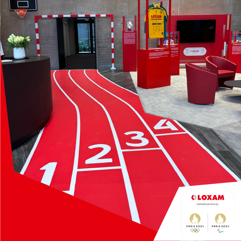 GroupeLOXAM's tweet photo. [#LoxamParis2024] En tant que supporteur officiel le siège Loxam se met aux couleurs du partenariat ! 👏 

Entrez en immersion dès le hall d'entrée...🤩 

➡️ PS : 200 jours avant les Jeux Olympiques et 233 jours avant les Jeux Paralympiques !  
#Loxam #EnRoutePourParis2024 https://t.co/Bld4YferYp