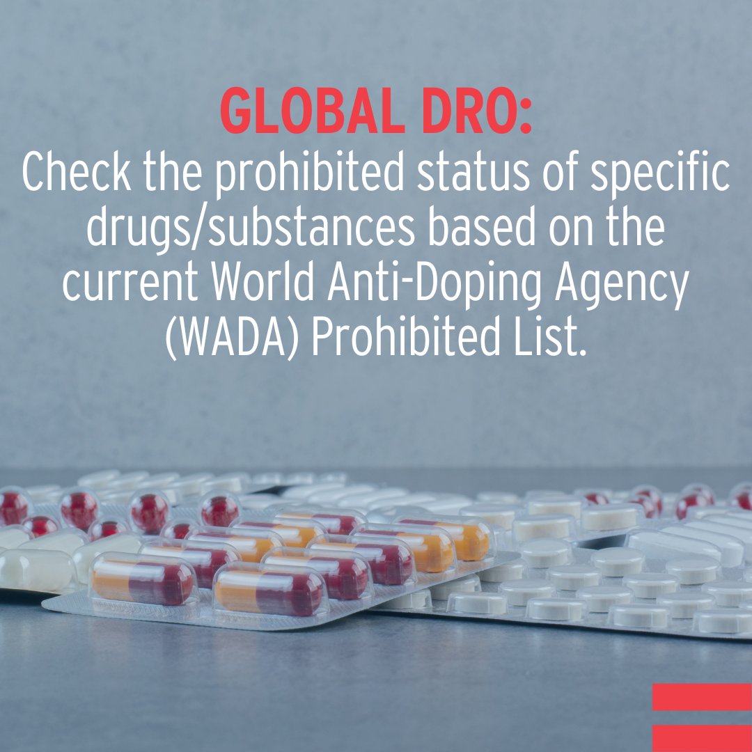usantidoping's tweet image. Worried your medication might be prohibited? Check GlobalDRO.com for information on the product and its active ingredients before use to ensure you follow the rules under the @wada_ama Prohibited List.

#CleanSport #CompeteClean #AntiDoping