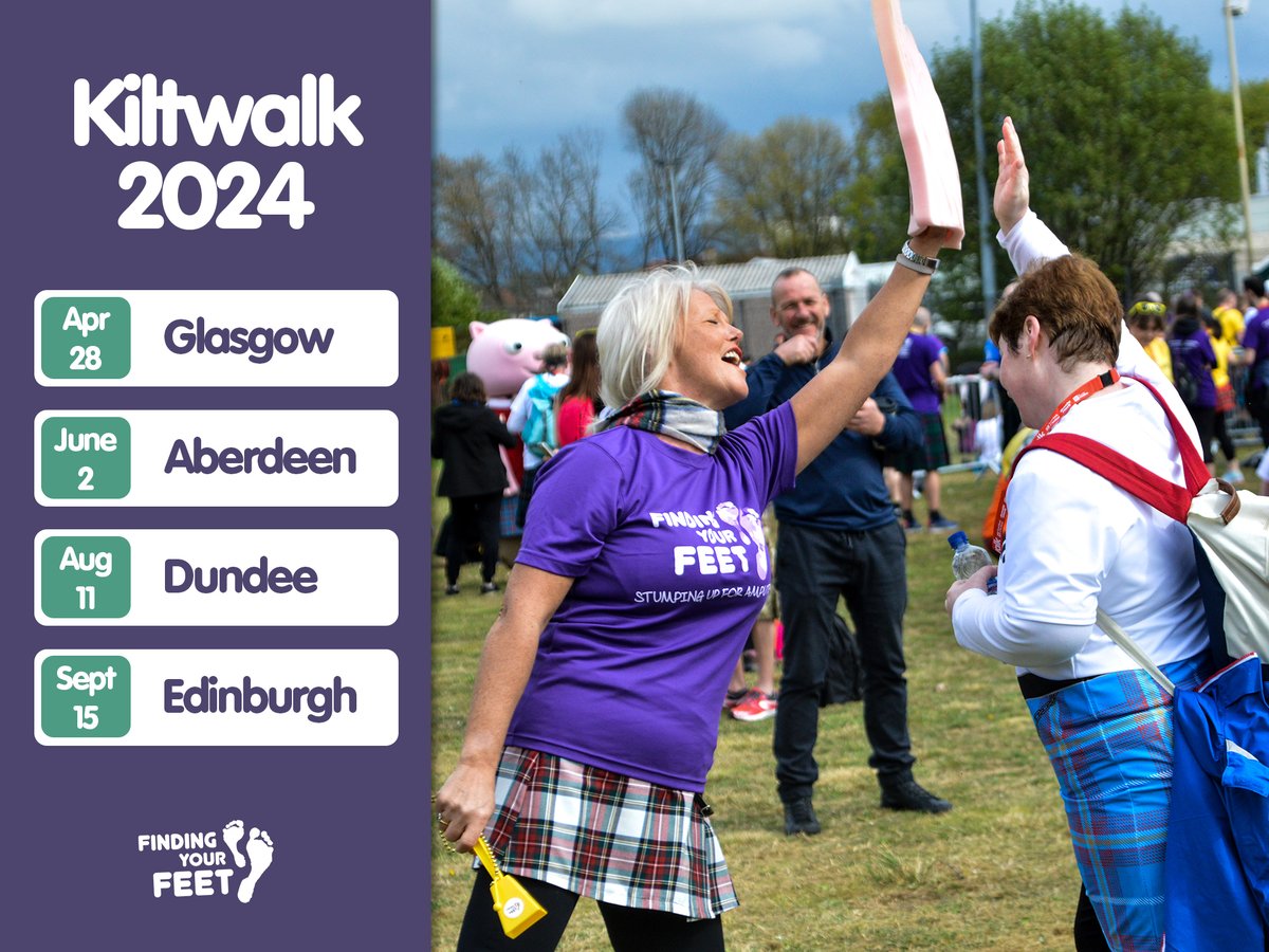 Finding Your Feet Amputee Charity (@fyf_charity) on Twitter photo Scotland's favourite charity stroll is back and itβs the perfect chance to set yourself a goal for 2024. Get registered for <a href="/thekiltwalk/">Kiltwalk</a> in your area now and support amputees across Scotland by fundraising for Finding Your Feet. π£ Who's in? πββοΈπββοΈ
findingyourfeet.net/kiltwalk/ Scotland's favourite charity stroll is back and itβs the perfect chance to set yourself a goal for 2024. Get registered for <a href="/thekiltwalk/">Kiltwalk</a> in your area now and support amputees across Scotland by fundraising for Finding Your Feet. π£ Who's in? πββοΈπββοΈ
findingyourfeet.net/kiltwalk/