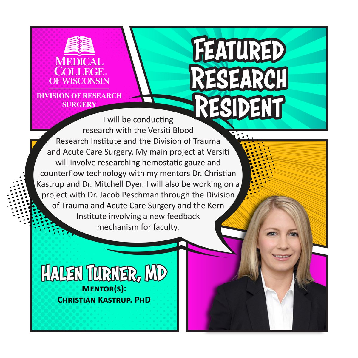 It's time for another research resident feature! 🤩 Today, we're featuring Halen Turner, MD. Check out what she's been up to! #LeadingTheWay Halen will also be presenting at the first Research Roundtable of 2024 on January 25th!