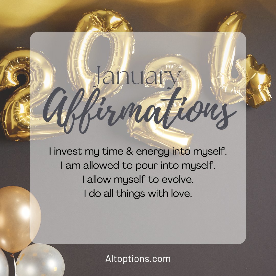 AltOptionsCC's tweet photo. Happy Monday!! Your January Affirmations! Let’s continue to work on ourselves, and let our self-talk be more kind.❤️
#mentalhealth #selftalkmatters #affirmations https://t.co/kMOUZvNGVz