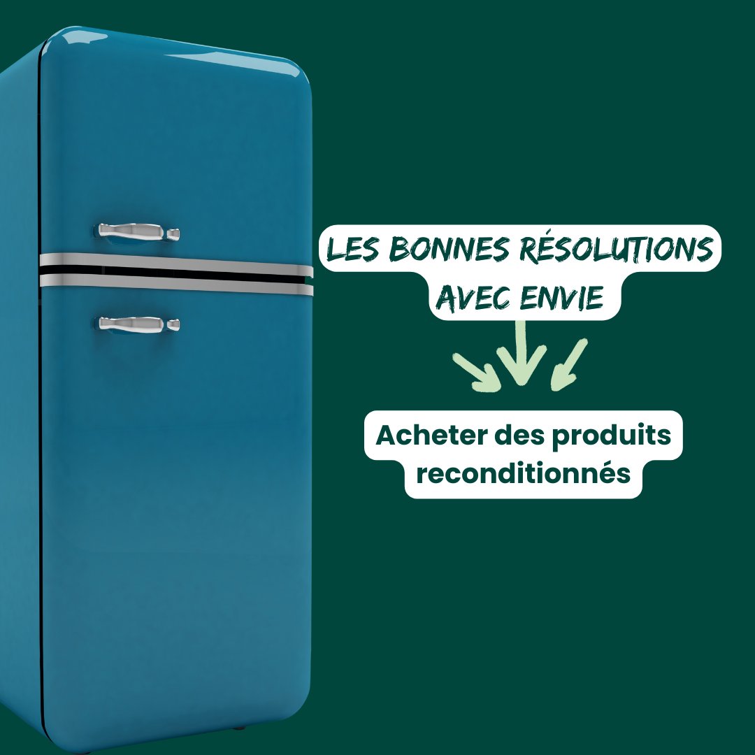 En 2024, pourquoi ne pas se lancer dans l'économie circulaire ? Envie vous propose plusieurs bonnes résolutions tout au long du mois dans le but de changer vos habitudes. La 2e résolution sera d'acheter des produits reconditionnés💚