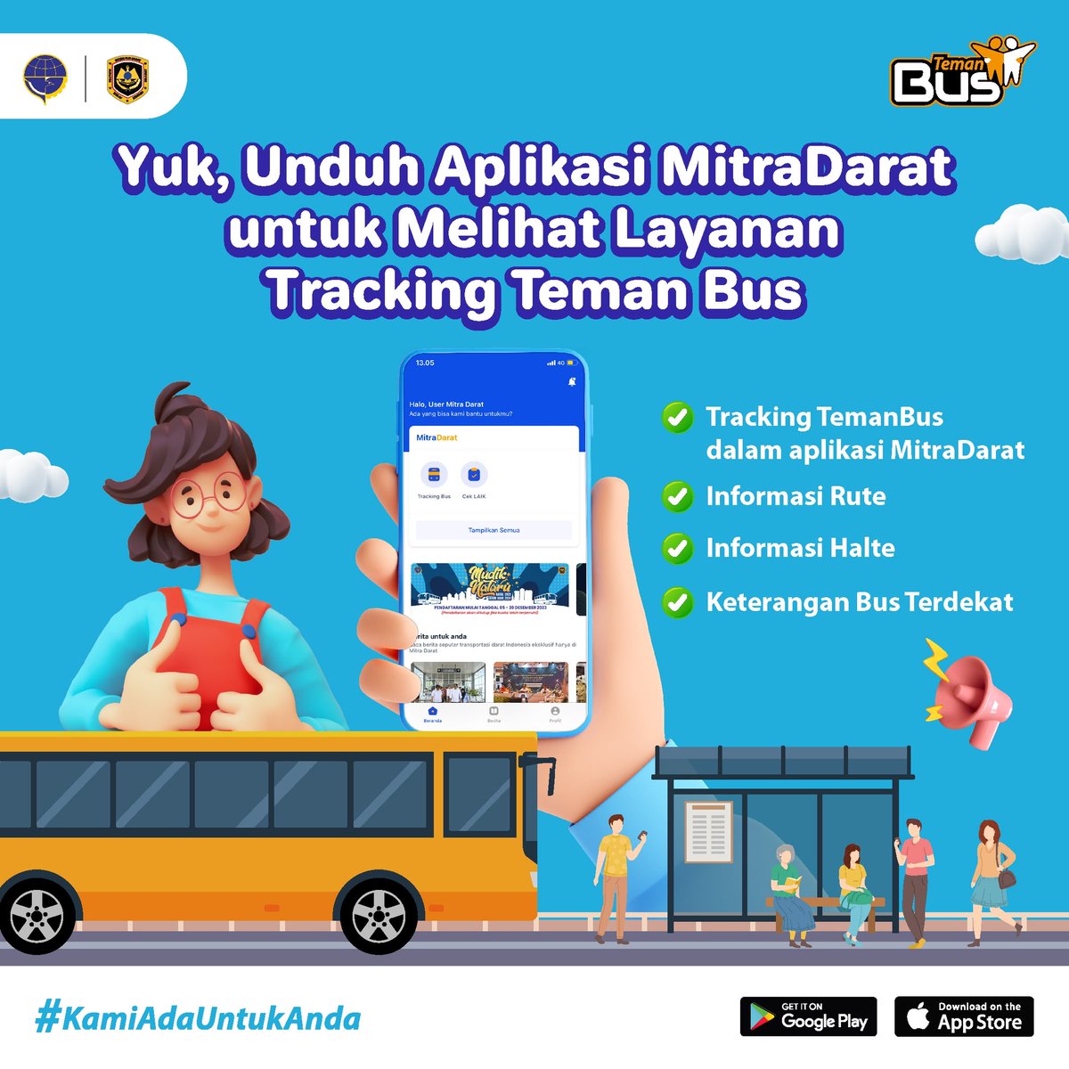 teman_bus's tweet photo. Hi Temanku, sekarang kamu bisa lihat layanan tracking Teman Bus melalui aplikasi MitraDarat. Yuk download sekarang juga!

Info lengkap hubungi Call Center Teman Bus!

#KamiAdaUntukAnda
#DownloadTemanBus https://t.co/OX0LtuobHx