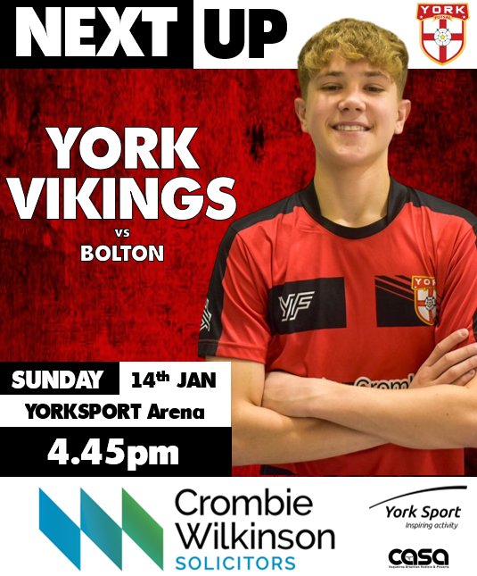 YorkFutsal's tweet photo. NEXT UP | NFS Tier 1 - SAVE THE DATE 💪
Back to YORKSPORT ARENA Sunday 🔥
York Futsal Vikings vs Bolton
[Adults £5 - U18s FREE]
#BeThere #BeYork https://t.co/gqhogVMHy4