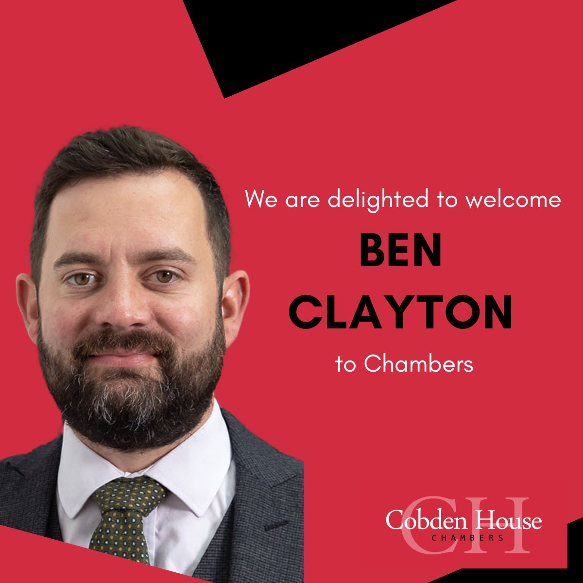 cobden_house's tweet photo. We are delighted to announce that Ben Clayton has joined chambers. 

Ben specialises in Personal Injury Law and joins us from a leading set of chambers on the Midlands Circuit.  

Find out more about Ben here: https://t.co/YWaD0K8fj7

#barrister #tenancy #personalinjurylaw https://t.co/WZguZkX99m
