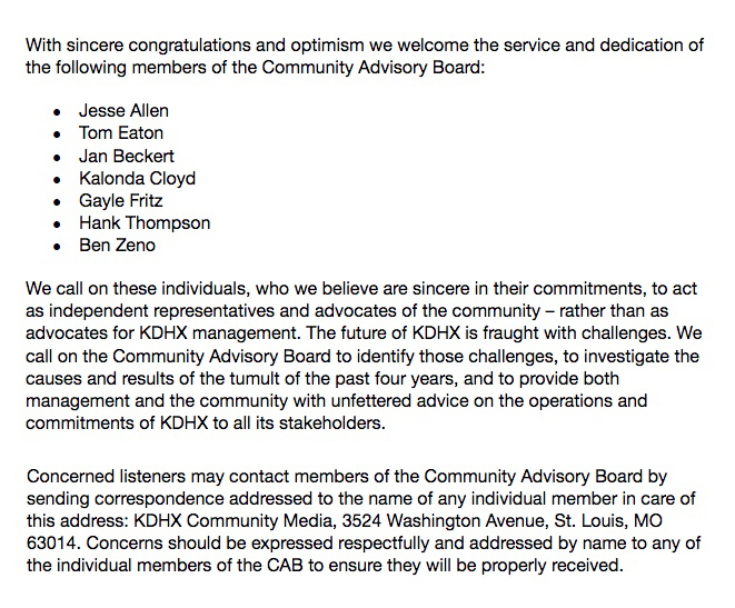 roykasten's tweet photo. Open letter from LOVE of KDHX on the Community Advisory Board of @kdhx (spoiler: we think it's about time!) Read and share! https://t.co/7MILxOkujt