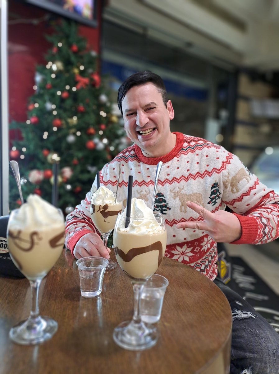 Rick is enjoying a 'Shaken Coffee with Saronno Amaretto and Nutella' from COFFEE & CREAM in Acquaviva delle Fonti, Italy. 🎄☕🧒 #rickwesley #richkids #bar #shakencoffee #amarettodisaronno #nutella #apulia #relax #xmas2023 #christmas2023