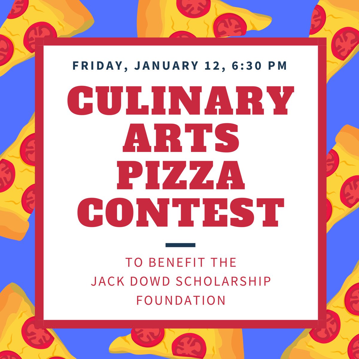 HolmdelHS's tweet photo. The Culinary Arts students and Chef Harkness will be holding the final competition for the 22nd Annual Pizza Contest Finale on Friday, January 12 at 6:30 PM in the high school auditorium.   All proceeds will be graciously donated to the Jack Dowd Memorial Scholarship! https://t.co/COuY58QO50