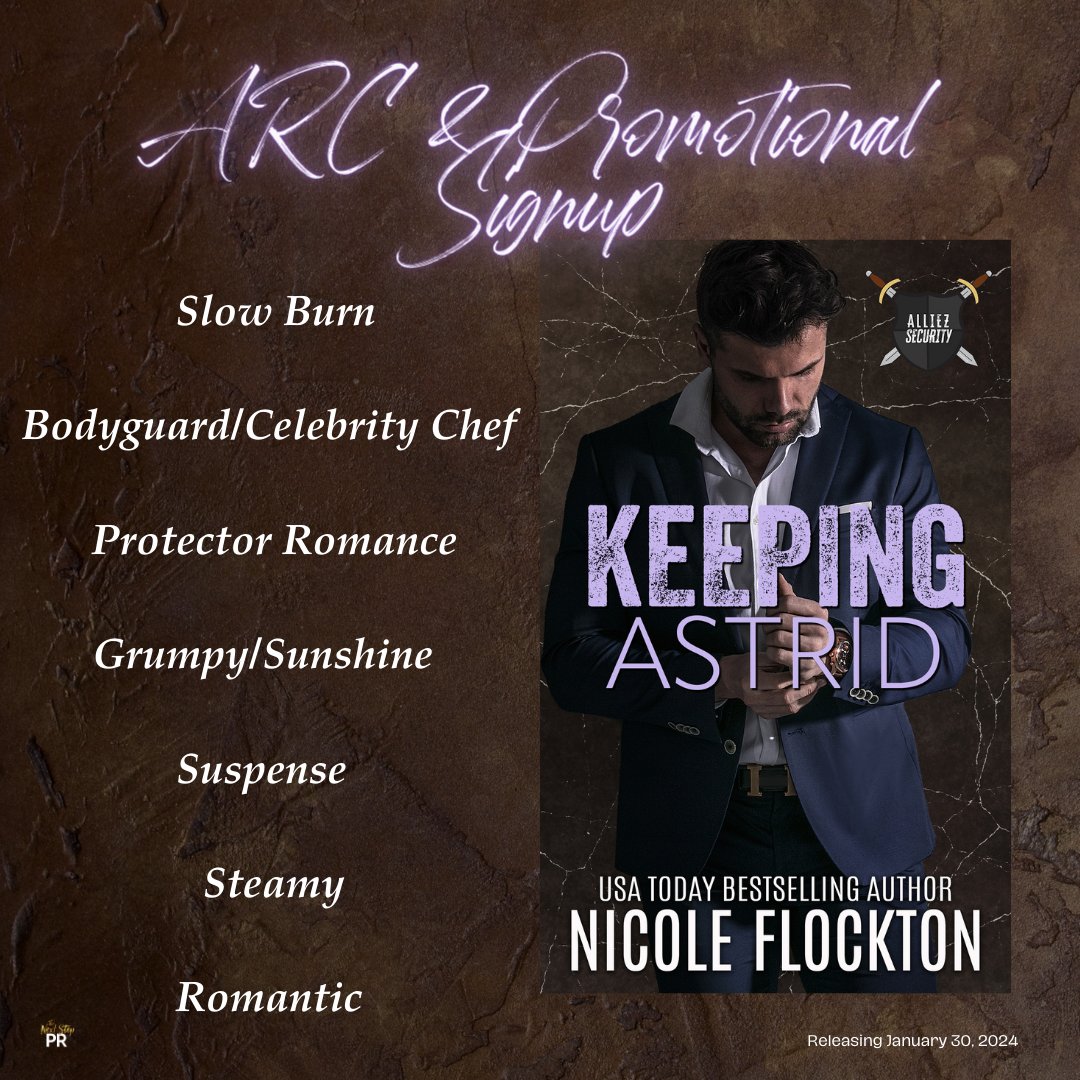 𝐍𝐄𝐖 𝐒𝐈𝐆𝐍 𝐔𝐏 𝐀𝐋𝐄𝐑𝐓!
#KeepingAstrid by @NicoleFlockton
Genre: #ProtectorRomance
Releasing 1.30 #SignUp bit.ly/ReleasePromoti… #HostedBy @TheNextStepPR
Learn more at thenextsteppr.com