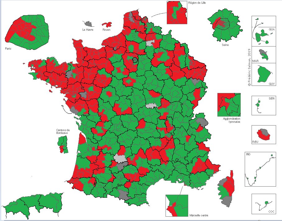 Le bilan des vacances ? 
A partir des archives de l’Assemblée Nationale, de Gallica et d’une carte trouvée sur un site flash des années 90, j’ai reconstitué le détail du vote final de la loi de 1905 sur la laïcité par député.