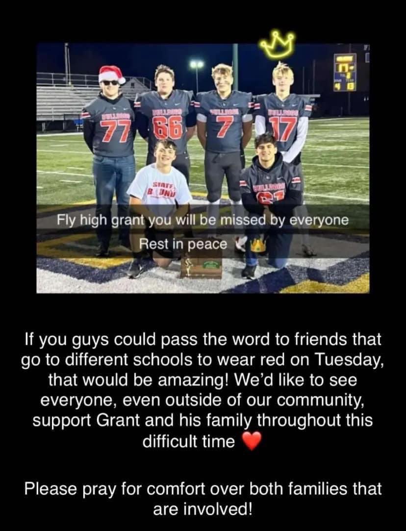 Please continue to pray for and support the Columbus Grove and Wapakoneta communities. On Tuesday, wear red! ❤️