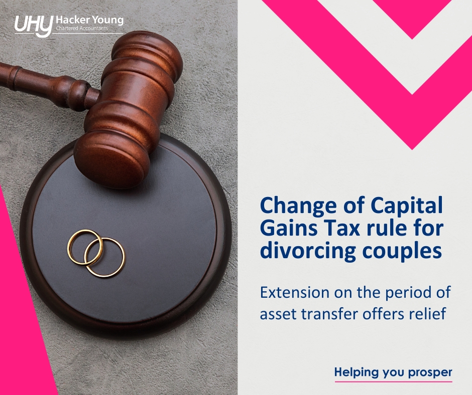 Recent changes in Capital Gains Tax rules extend the period of asset transfers on a nil gain/nil loss basis to three years from separation.

The extension offers relief to divorced couples. 

Read more in our latest insight
👉ow.ly/pjUP50QoR0s