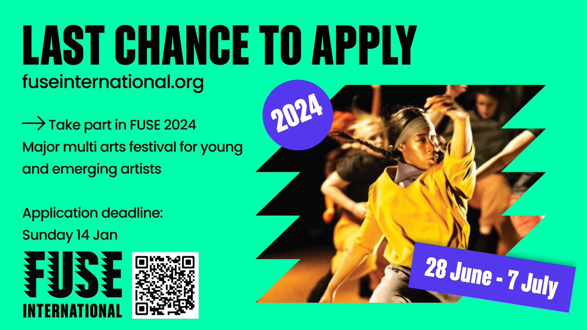 Are you a London based emerging artist (aged 16+)? The deadline for @creativeyouthuk FUSE International 2024 has been extended to this Sunday 14 January! FUSE International is a multi-arts festival for artists under 27. Taking place in Kingston from 28 June – 7 July 2024.