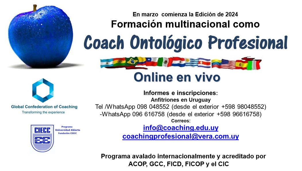 Para potenciar tu vida y dominar la profesión más demandada del mundo: coaching profesional.
10 paises trabajan juntos desde hace años para ofrecer Programa m.as completo. WhatsApp +596616758