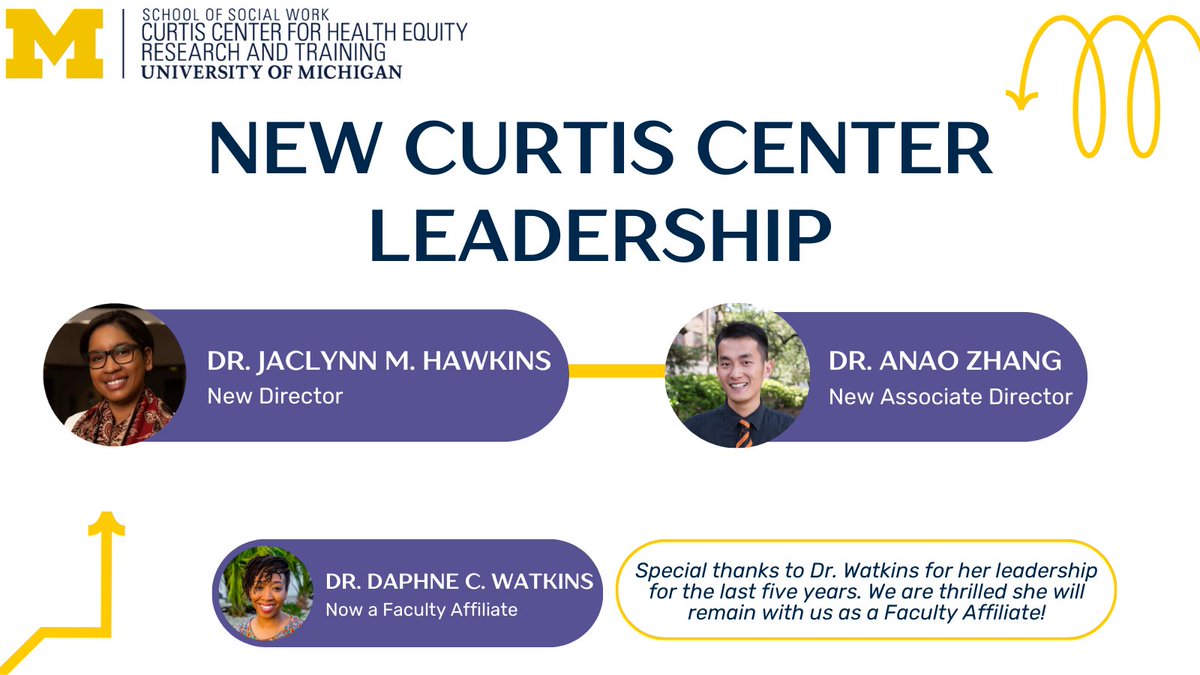 The new year brings us new leadership with a new Director, Dr. Jaclynn M. Hawkins, previously our Associate Director (2021-23), Acting Director (2022-23), and a Signature Program Faculty Lead (2019-2021)! Dr. @AnaoZhang is now Associate Director! @UMSocialWork @UMich #GoBlue