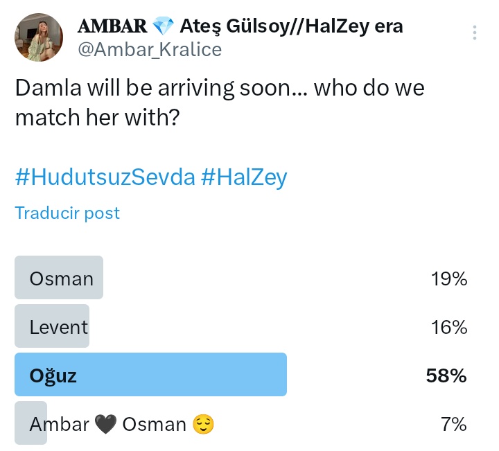 Ambar_Kralice's tweet photo. Damla and Oğuz won... we'll see what they surprise us with.
Thank you very much to everyone who supports #OsBar 😌🫶🏻
#HudutsuzSevda #HalZey https://t.co/lrh1SfsH5b