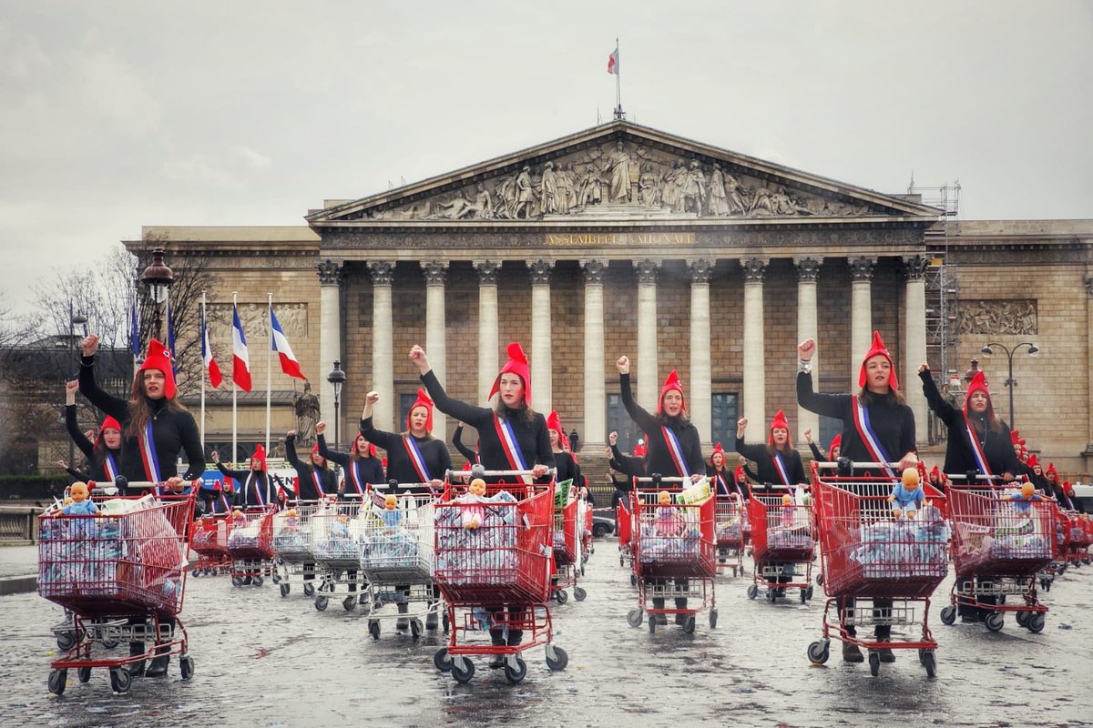 JenniferLahl's tweet photo. Viva la France. Protesting surrogacy w babies (dolls) in shopping carts. @StopSurrogacy https://t.co/Sfge4UiZgZ