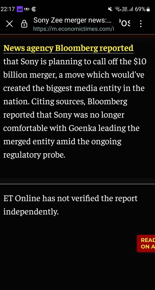 ashviii89's tweet photo. @safiranand @SuranaVinam It is just a report which ET online haven't been able to verify as stated in image below. 

I have learn this from you only to not to speculate on rumors.

And most likely i feel there will be a clear information before 9 AM tomorrow. https://t.co/gUE0mCG5p5