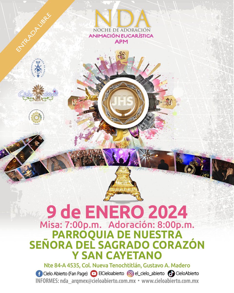 Mañana iniciamos las Noches de Adoración, de la misión permanente de la Ciudad de México 🇲🇽, del 2024.
Ve con un corazón dispuesto para y entregar todos tus anhelos al Señor.
¡Te esperamos!
Animará: FamilyGonlove y <a href="/JuanGpoEmmanuel/">@JuanGpoEmmanuel</a> 

#nochesdeadoración #nda #misionpermanente