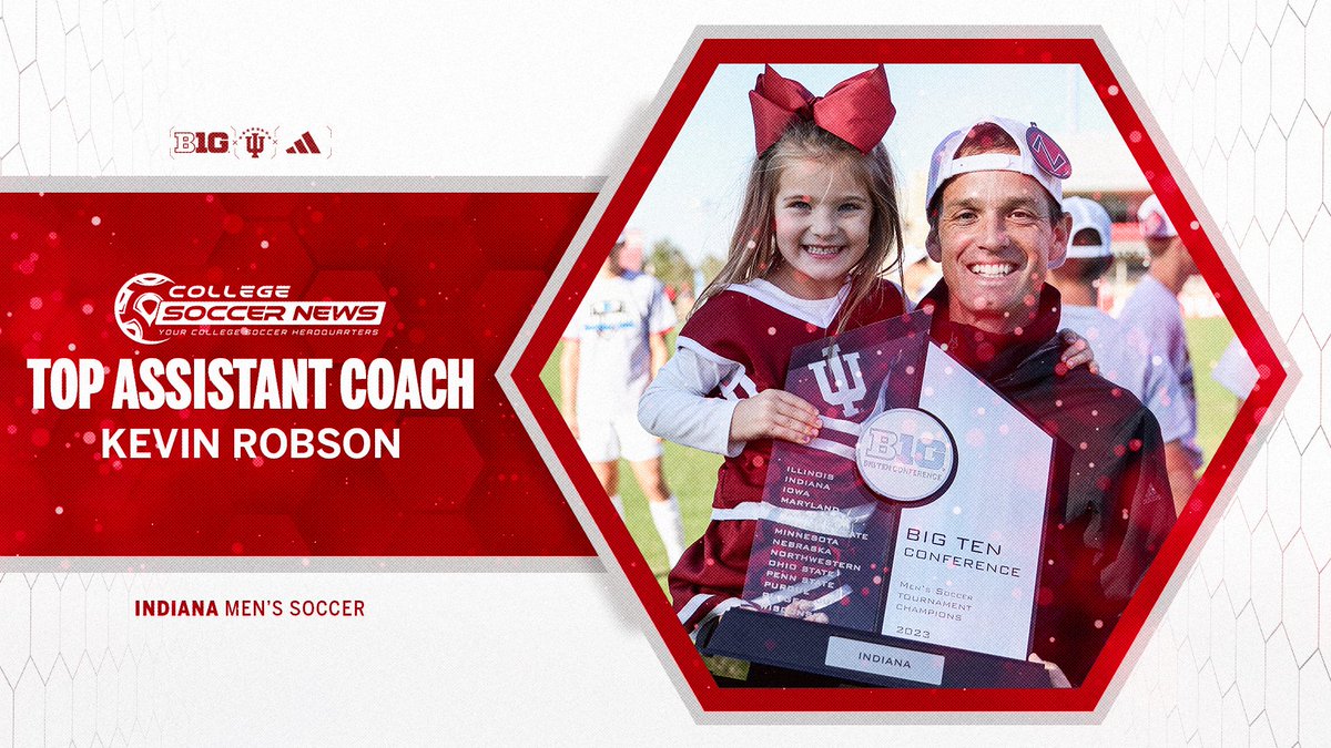 IndianaMSOC's tweet photo. Consistent excellence. 

For the 𝙁𝙊𝙐𝙍𝙏𝙃 consecutive year, @kprobson16 has been named a @csoccernews Top Assistant Coach! 🎉 https://t.co/paZ4RNpeT4