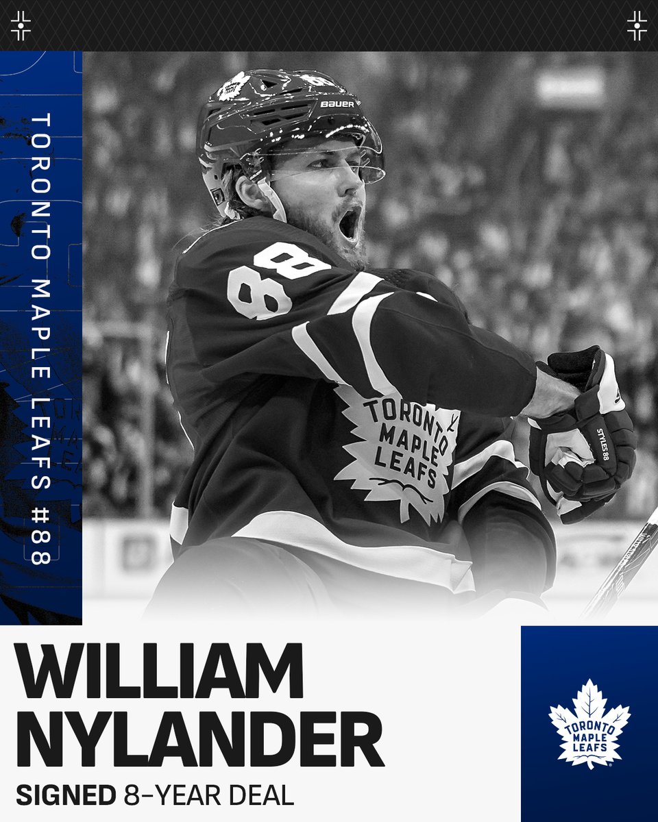 NHL's tweet image. 🍁 8 FOR 88 🍁

The @MapleLeafs have signed William Nylander to an eight-year deal! ✍️