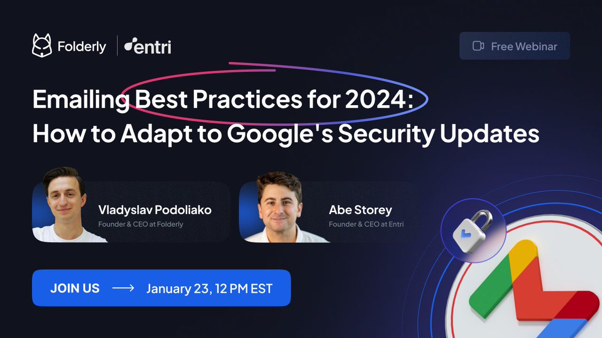 How will the new #email landscape for 2024 shape your business strategies? Are you prepared for the shifts in emailing practices due to Google updates?

Discover the answers in our #webinar. 

📆 Save the date: January 23, 12 PM EST.

Register here: folderly.zoom.us/webinar/regist….