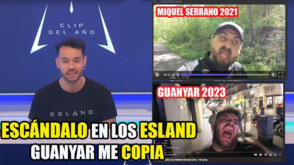 miquelserranoRV's tweet photo. CORRUPCIÓN en los ESLAND : Guanyar me PLAGIA un Sketch del 2021  y lo nominan a mejor clip del año . Quiero mi Esland @TheGrefg

Aqui las pruebas https://t.co/bm5CvkGiOK
#thegref https://t.co/jLnCKMbn5e