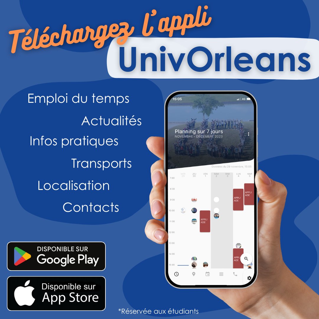 Univ_Orleans's tweet photo. L'Université lance son #appli mobile ! 🎉
Son objectif : faciliter votre vie étudiante au quotidien  ✌️
Cliquez sur les liens en bas la page suivante pour télécharger l'appli sur votre smartphone : https://t.co/AtGk0sDd9N
ou cherchez "univorleans" sur votre store ! https://t.co/uExRwzhouf