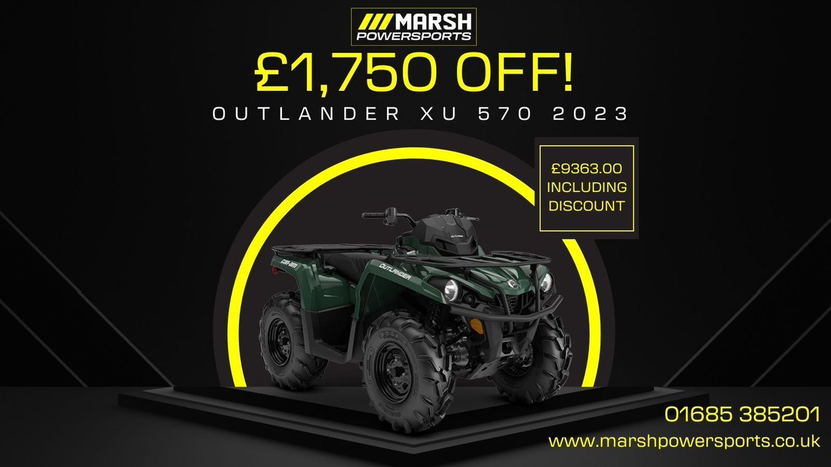 £1,750 discount! 😱 

Delivers more performance than you need to haul tow and more... Get in touch today>>

☎️ 01685 385201
💻 link in our bio 

 #marshpowersports #powersports #canam #outlander #CanAmOffRoadLivin