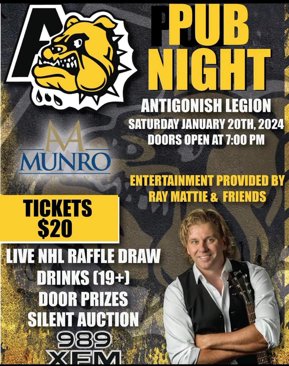 Join us at the Legion for a great night of music and fun! 
Tickets can be purchased at Hawthorne Convenience, Cleves Source for Sports and Homeward Inns on James Street. Tickets also available by call/text to David at 870-5868 or Anne at 872-1797