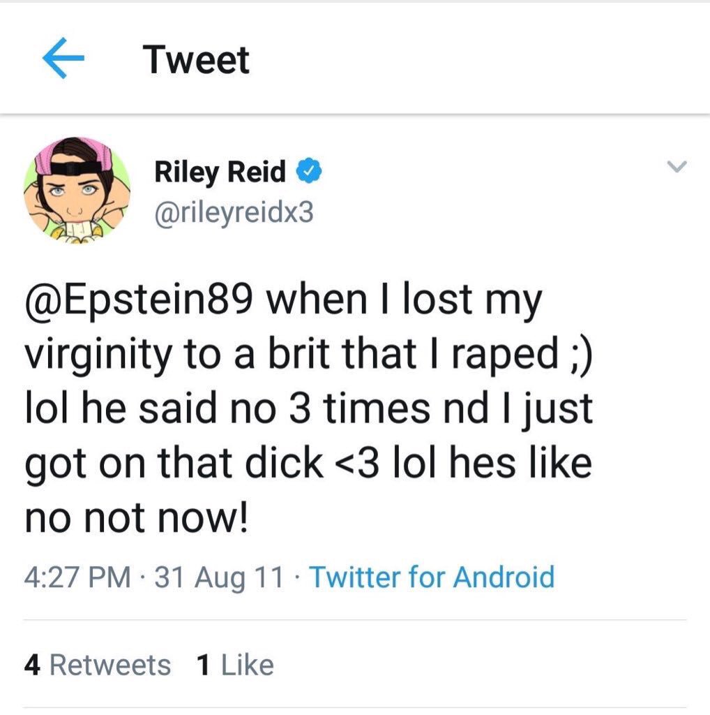 Shwenty1's tweet photo. @Camelliaalexa Riley Reid is a rapist https://t.co/4ZKiEMuPwZ