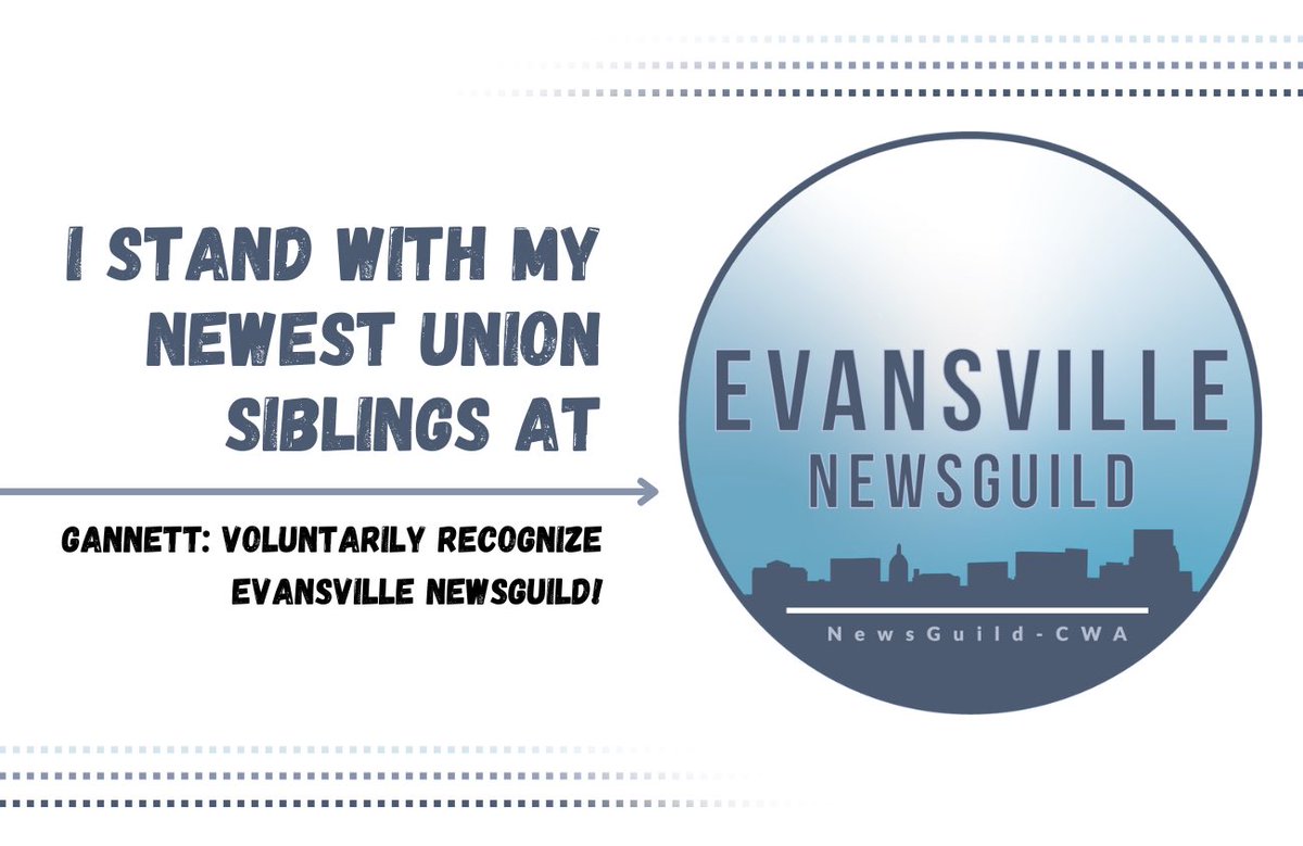 indynewsguild's tweet image. The Gannett unionization wave continues and this one hits close to home. Journalists at the @courierpress have unionized. ✊🏾✊🏽✊🏻

Once certified, Evansville NewsGuild will join us in TNG-CWA Local 34070.

@Gannett: Voluntarily recognize @EvansNewsGuild!